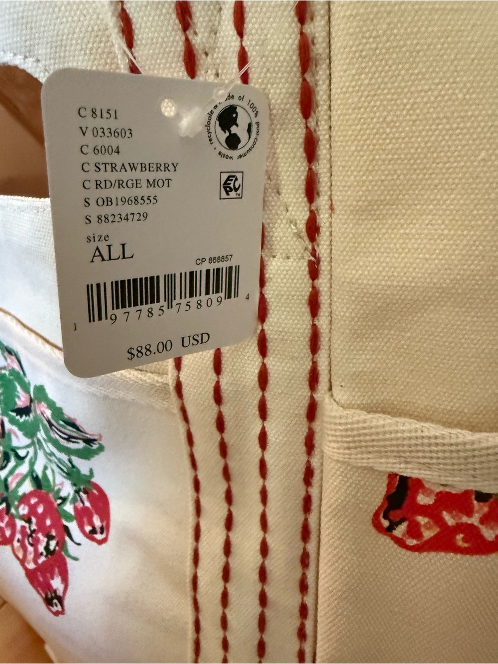 Free People | Printed Caravan Tote | Strawberry | Large Tote Bag - Picture 4 of 12